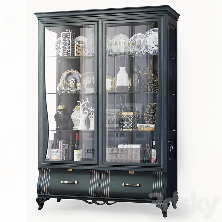 Swing cabinet with glass showcase Art Deco Carpanese 3DS Max