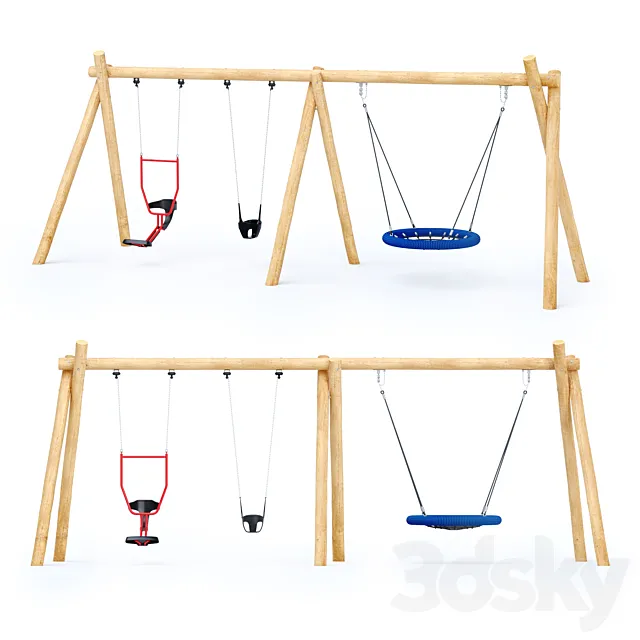 Swing Robinia Kompan + double seat “You and me” 3DS Max Model