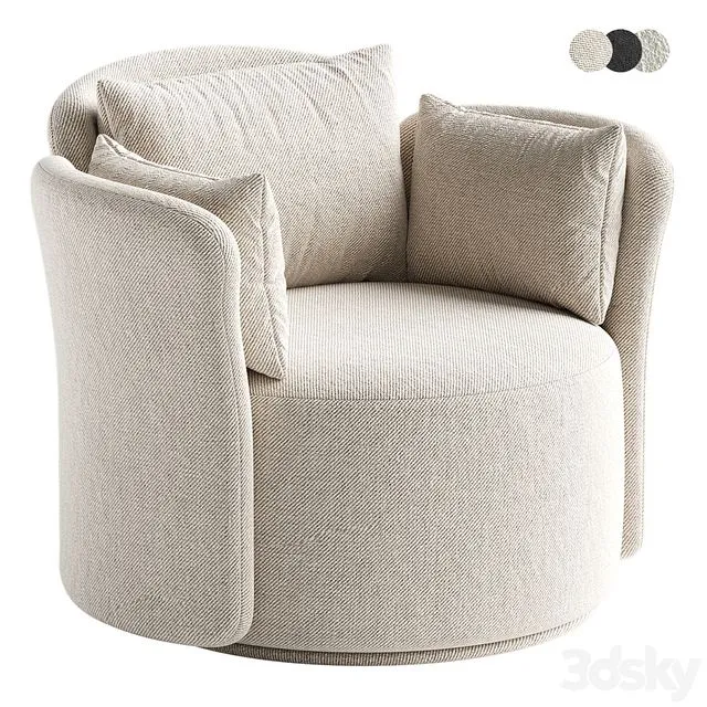 Swivel chair Lulu L black and white boucle 3dsMax Model