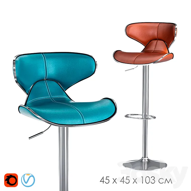 Swivel Faux Leather Adjustable Barstools 3ds Max