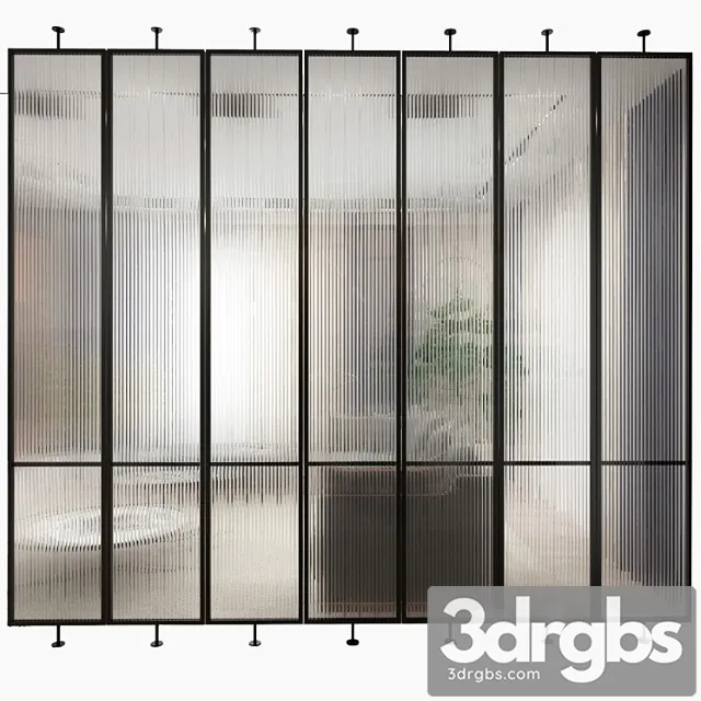 Swivel metal partition with frosted corrugated glass 3dsmax Download