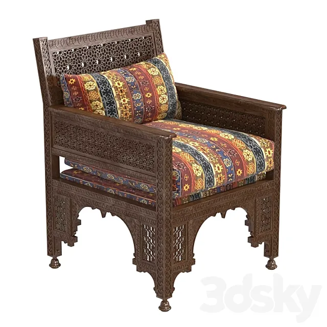 Syrian Inlaid Wooden Chair 3DS Max Model