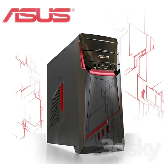 System unit ASUS ROG G11CB. Gaming computer 3ds Max