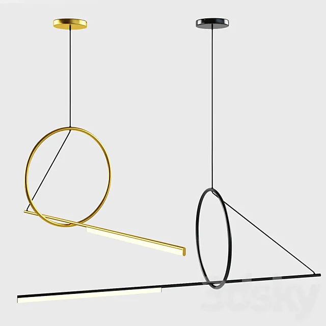 Syzygy pendant light gold L120 _ black L140 3ds Max