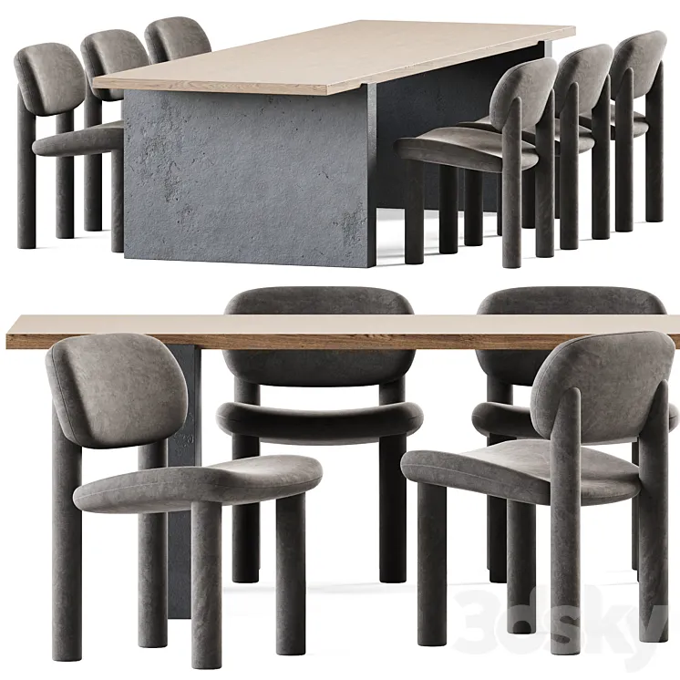 Table Accademia by Cimento and Chair Tottori Driade 3DS Max Model