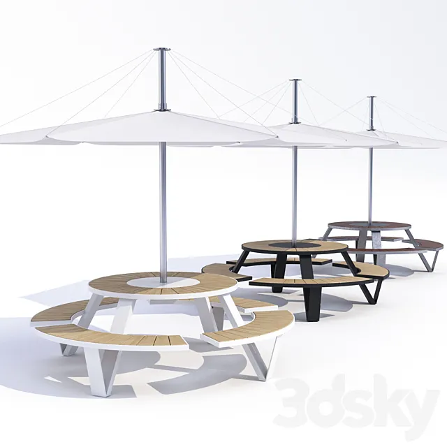 Table Adanat Landau with an umbrella 3DS Max Model