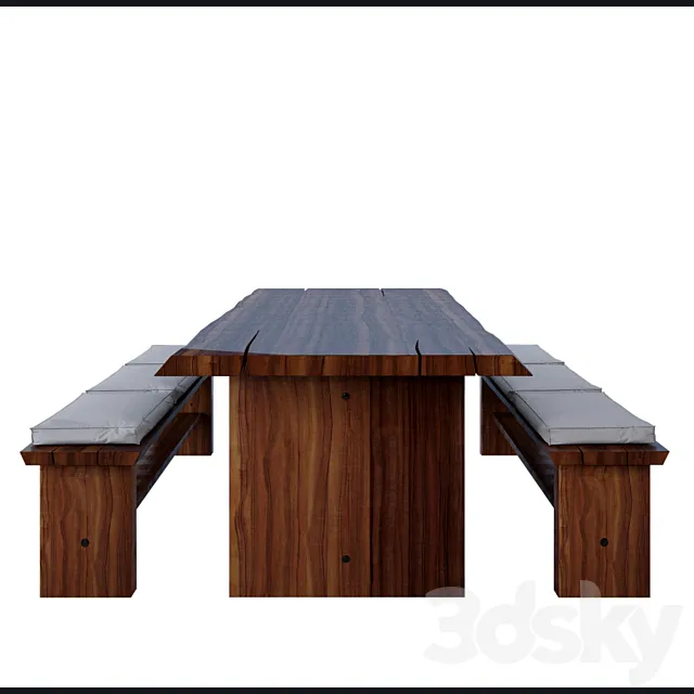 table and benches 3ds Max