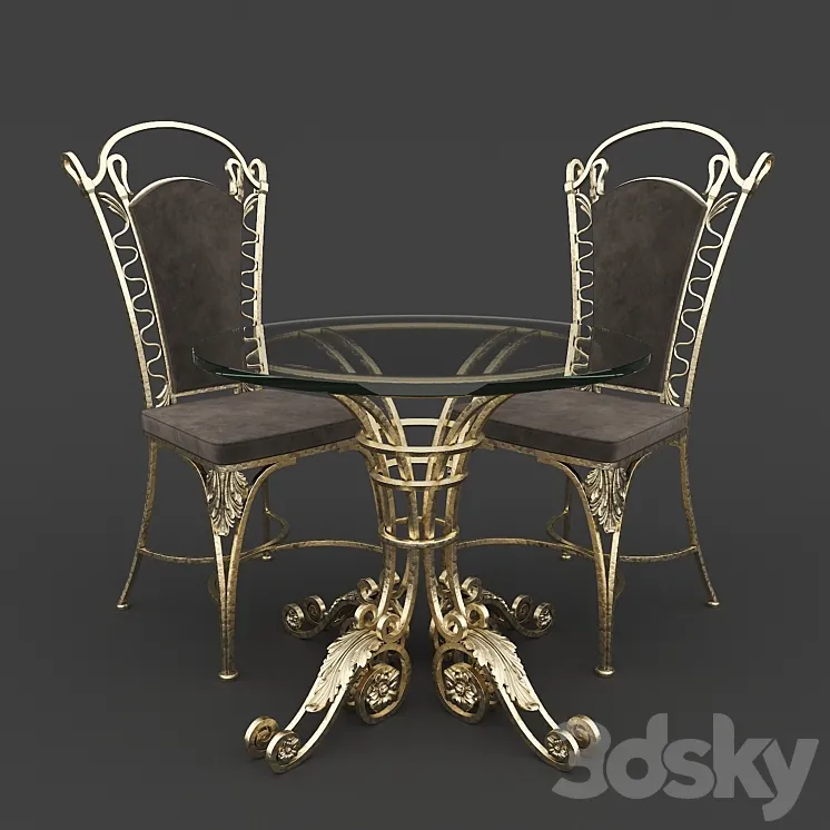 Table and chair forged 3DS Max