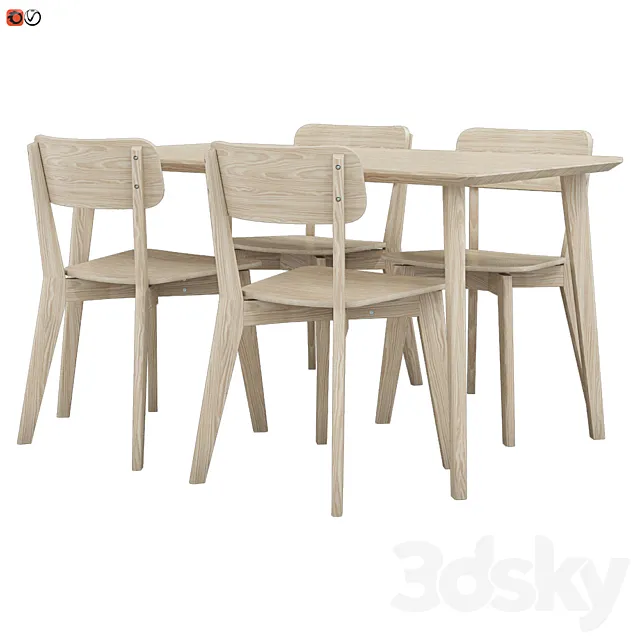 Table and chair IKEA LISABO 3ds Max