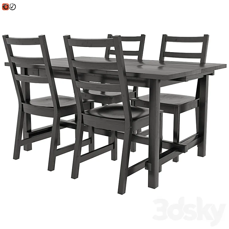 Table and chair IKEA NORDVIKEN 3DS Max Model