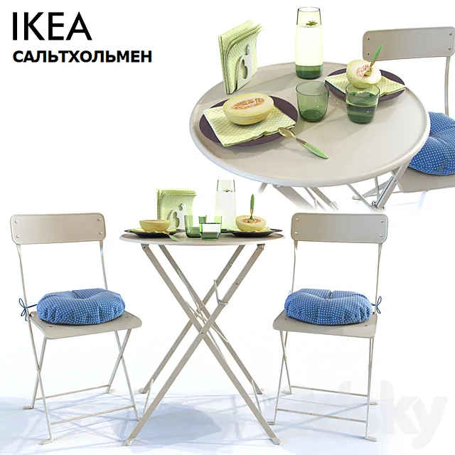 Table and Chair SALTHOLMEN _ Ikea Saltholmen 3DS Max Model