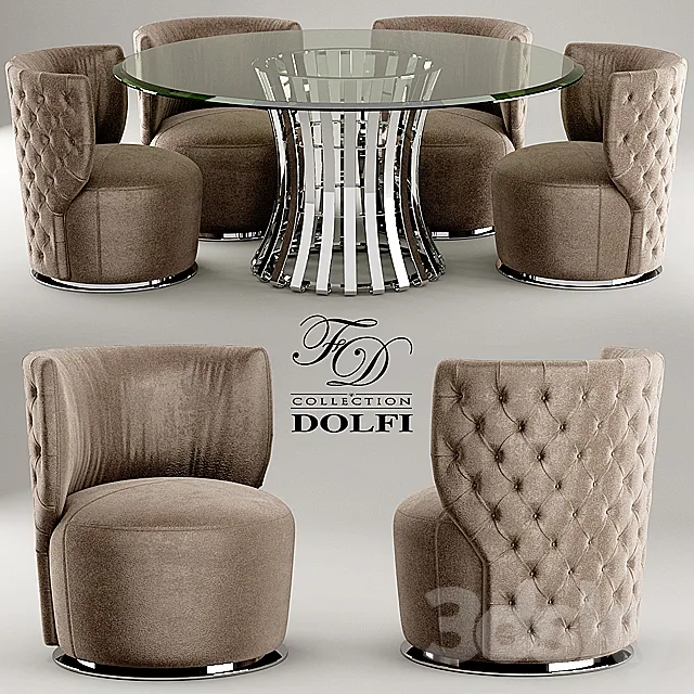 Table and chair sedia capitonne girevole dolfi 3DS Max Model