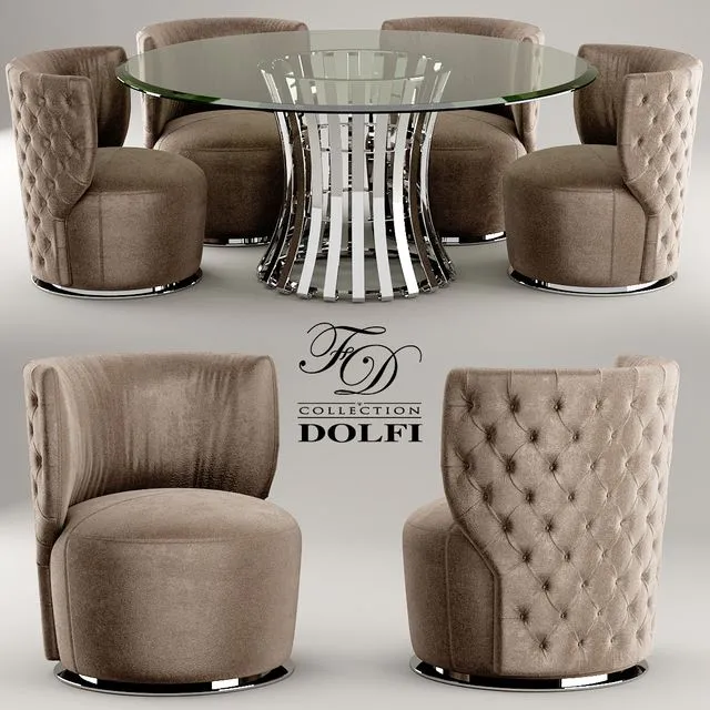 Table and chair sedia capitonne girevole dolfi 3dsMax Model