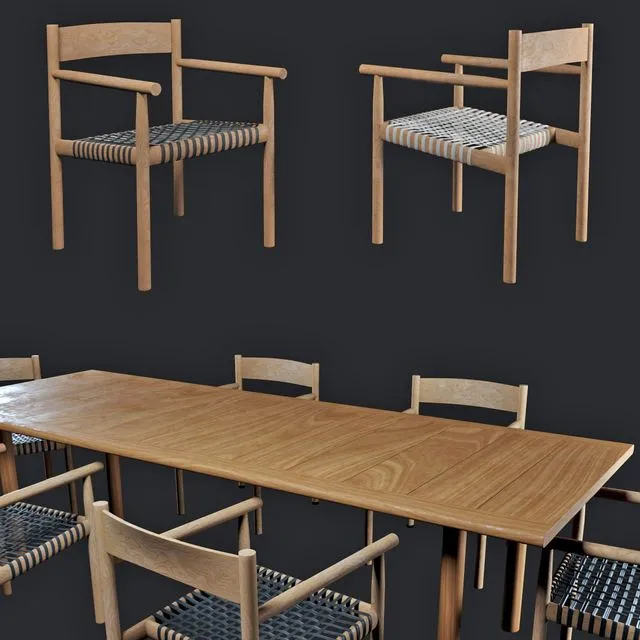 Table and chair Tibbo Dedon 3dsMax Model