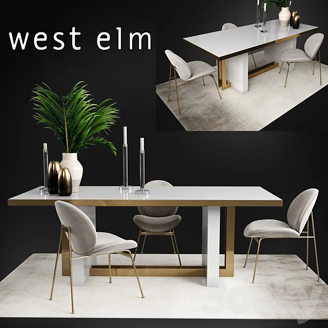 Table and chair West Elm Collections 3DSMax File
