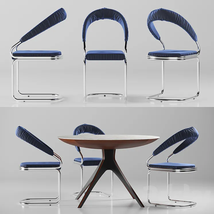 Table and chair with upholstery 3DS Max