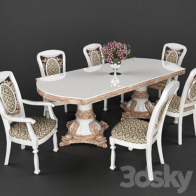 table and chairs 3DS Max Model