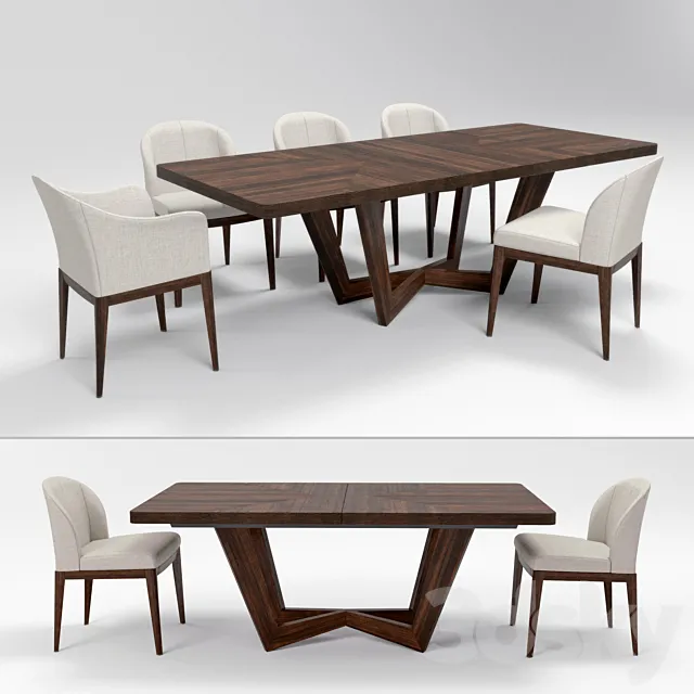 Table and chairs (Accademia Giorgetti) 3DS Max Model