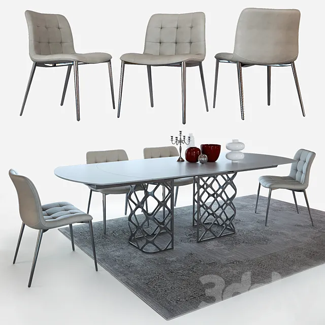 Table and chairs Bontempi Casa 3DS Max Model