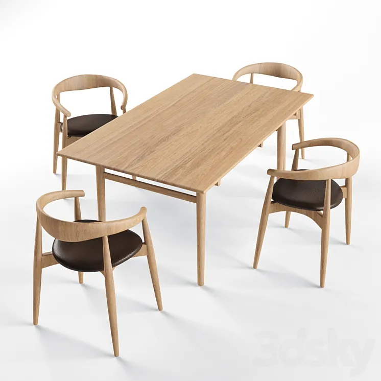 table and chairs Carl Hansen 3DS Max