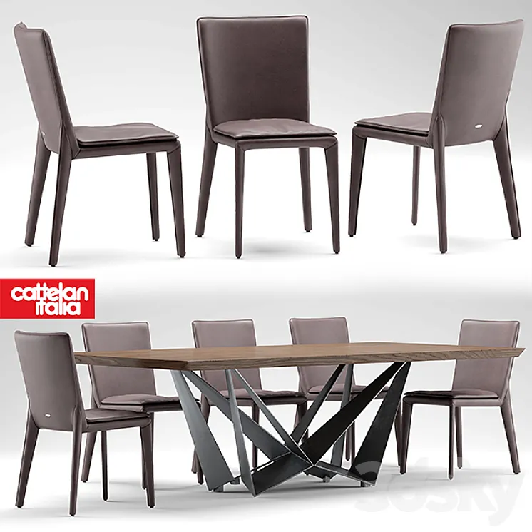 Table and chairs cattelan italia VITTORIA 3DS Max