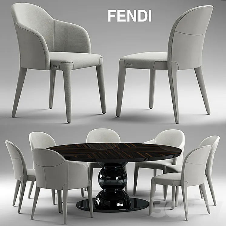 Table and chairs fendi Audrey Chair 3DS Max