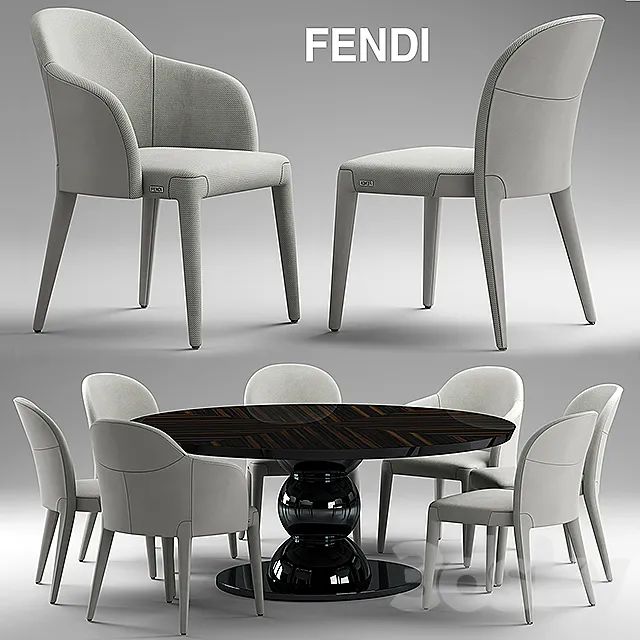 Table and chairs fendi Audrey Chair 3DSMax File