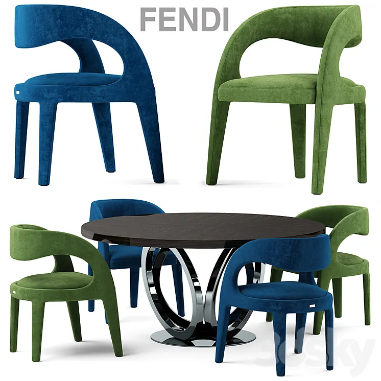 Table and chairs fendi casa Berenice Chair 3DS Max