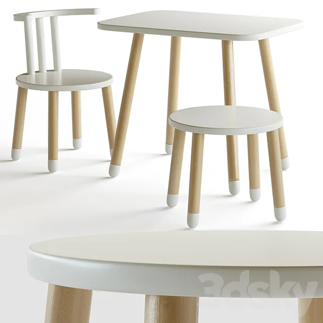 Table and chairs for the nursery 3ds Max