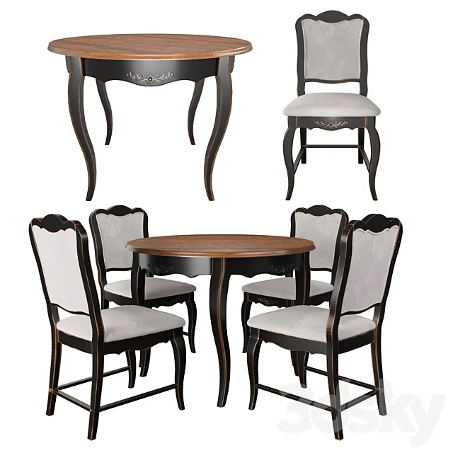 Table and chairs from the collection of Mobilier de Maison 3DSMax File