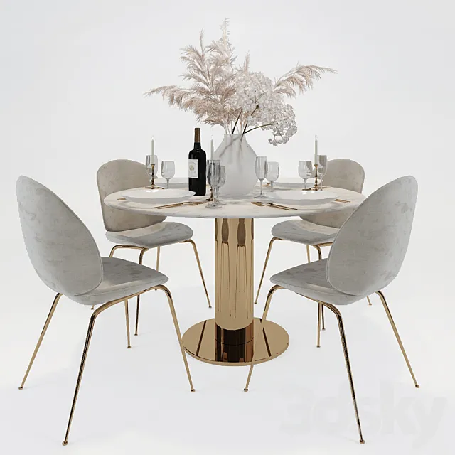 Table and chairs Gubi 3ds Max