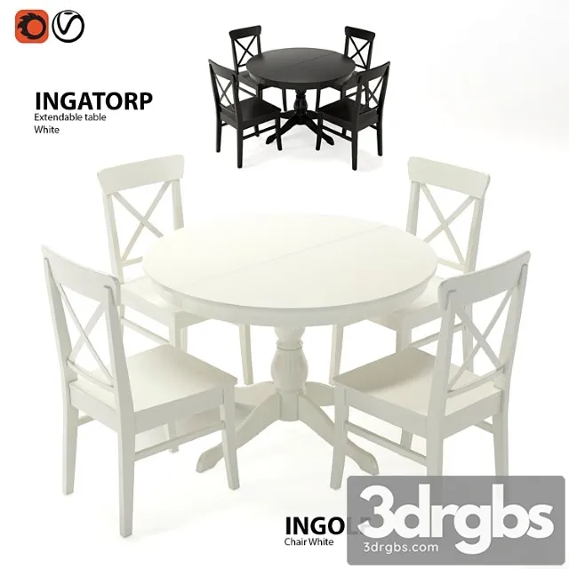 Table and Chairs IKEA Ingatorp and Ingolf 3dsmax Download
