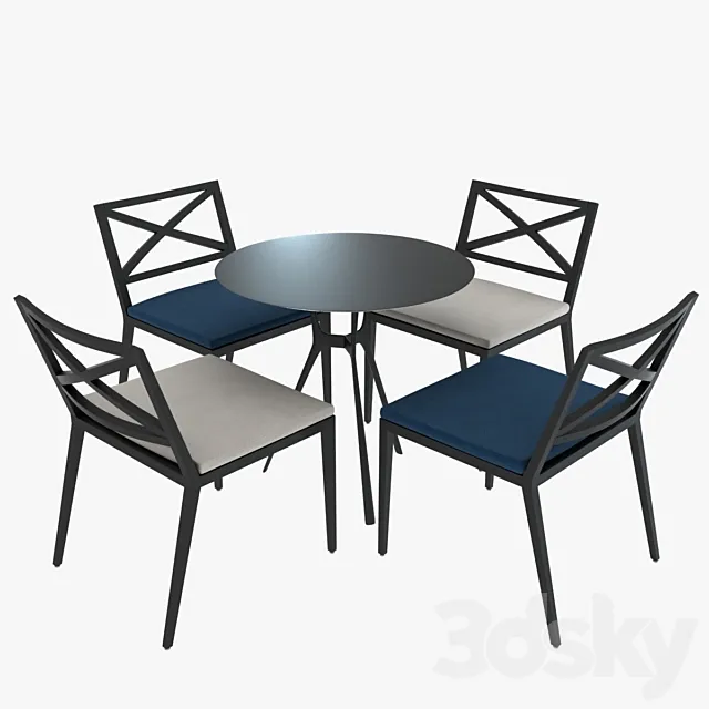 Table and chairs Janus 3DSMax File