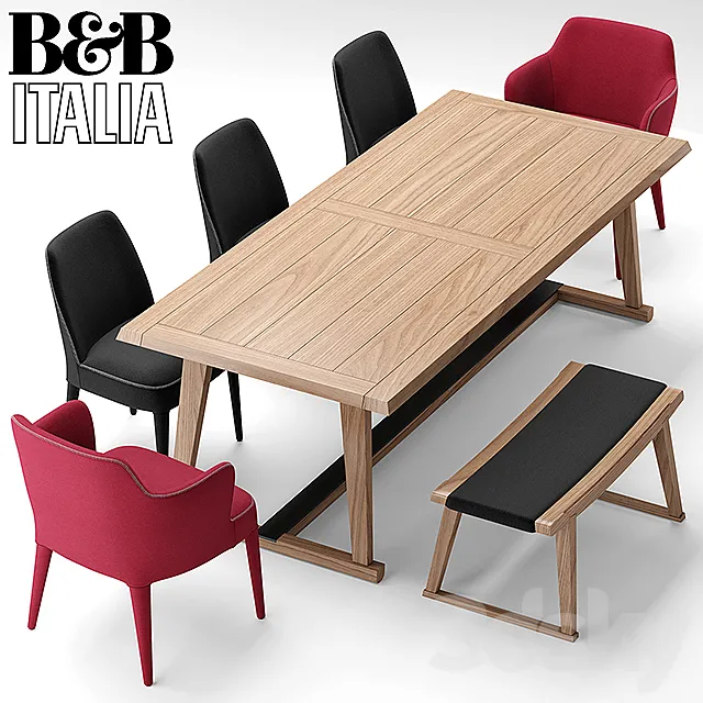 Table and chairs maxalto FEBO. RECIPIO. SELLA 3DSMax File