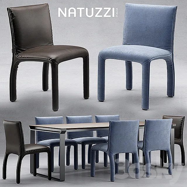 Table and chairs natuzzi Hedi 3DSMax File