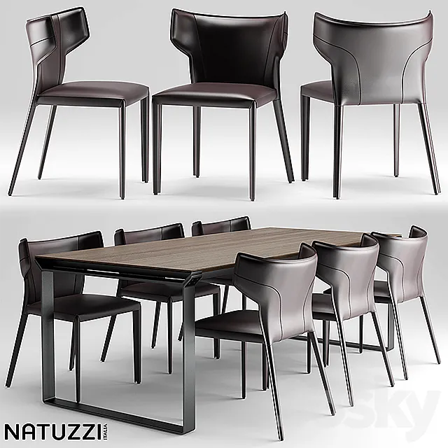 Table and chairs natuzzi Pi Greco. Omega 3DSMax File