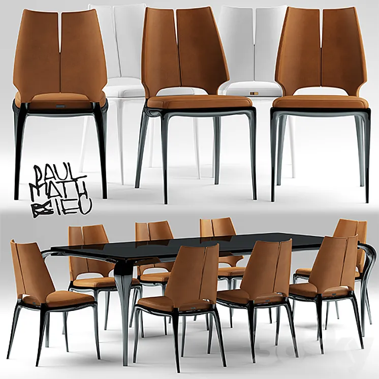 Table and chairs Paul Mathieu for Luxury Living group 3DS Max