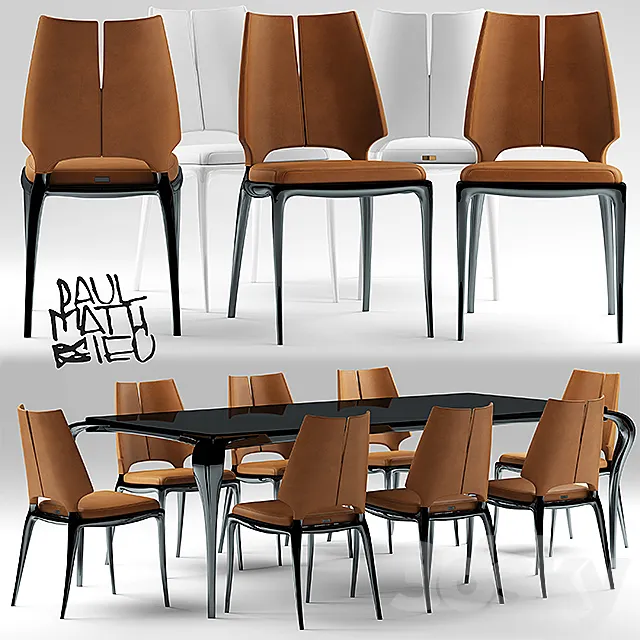 Table and chairs Paul Mathieu for Luxury Living group 3DSMax File
