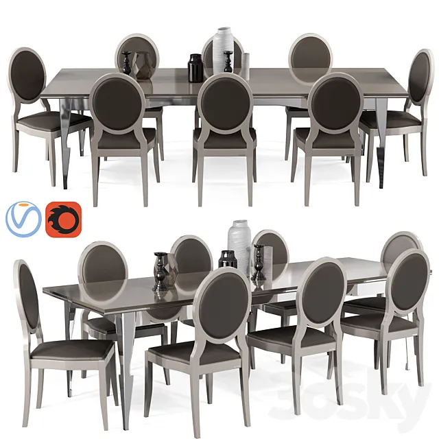 Table and chairs Scavolini Exclusiva with decor 3ds Max