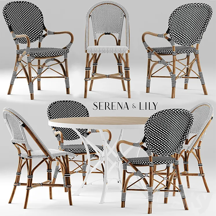 Table and chairs serena and lily 3DS Max