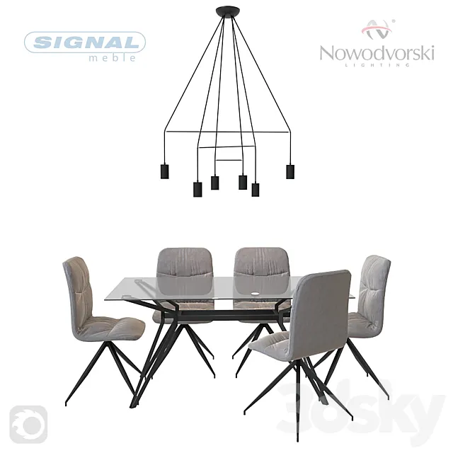 Table and chairs Signal. 3ds Max