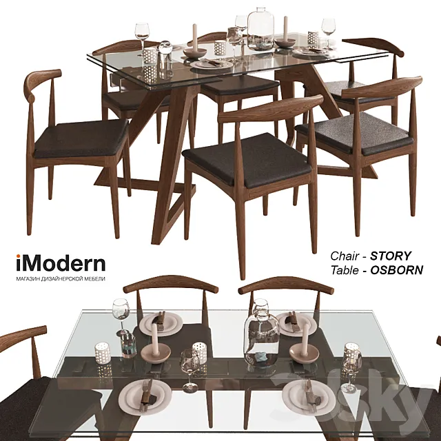 Table and chairs Story and Osborn IModern 3DSMax File