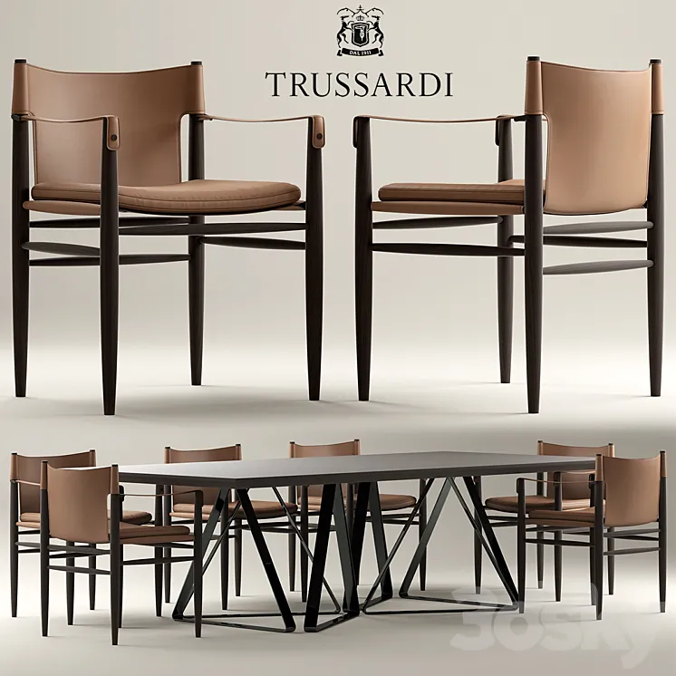 Table and chairs Trussardi Casa Saddle Chair 3DS Max