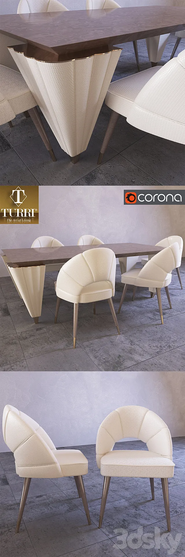 Table and chairs Turri Orion 3DSMax File
