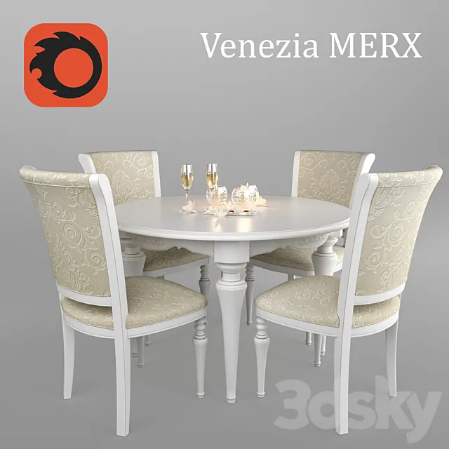 Table and chairs Venezia Merx 3DS Max Model