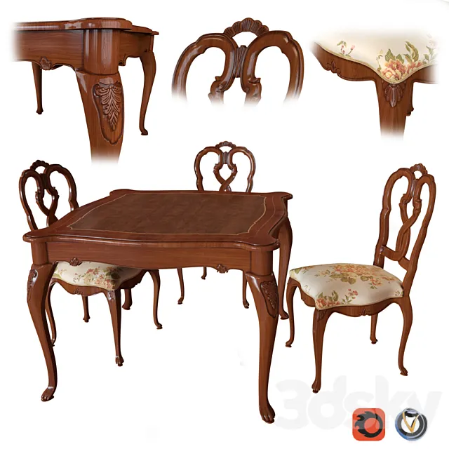 Table and chairs Villa Pisani (Moletta) 3ds Max