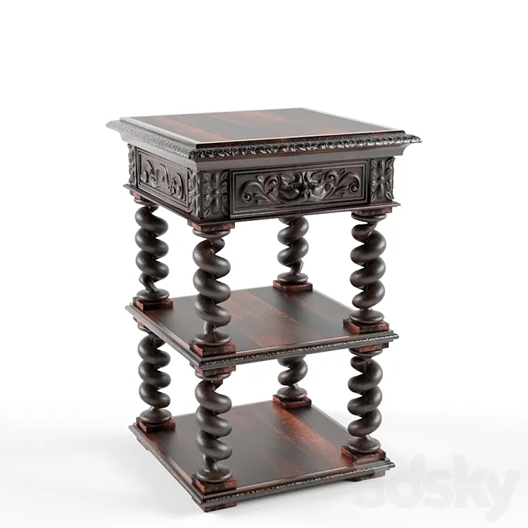 Table Antique Side 3DS Max Model