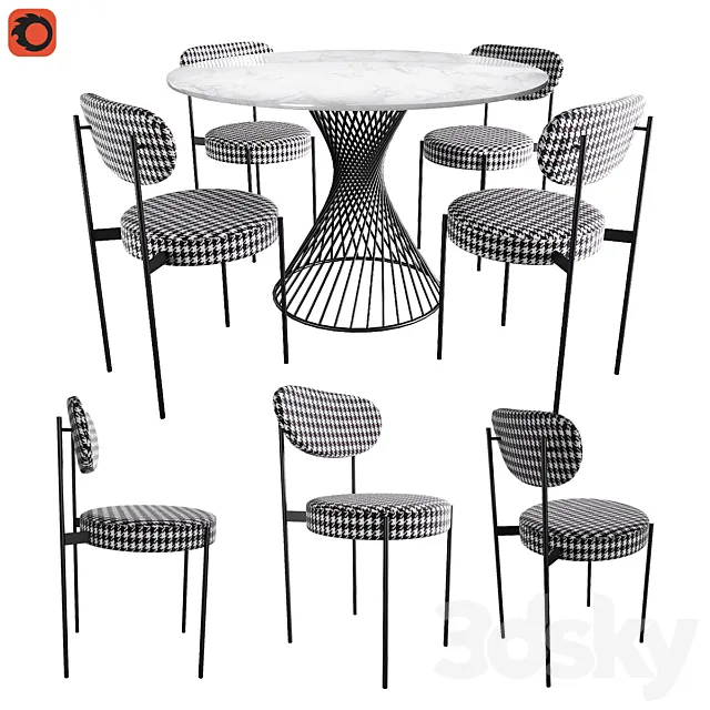 Table Calligaris Vortex Chair Dublin Houndstooth 3DS Max Model