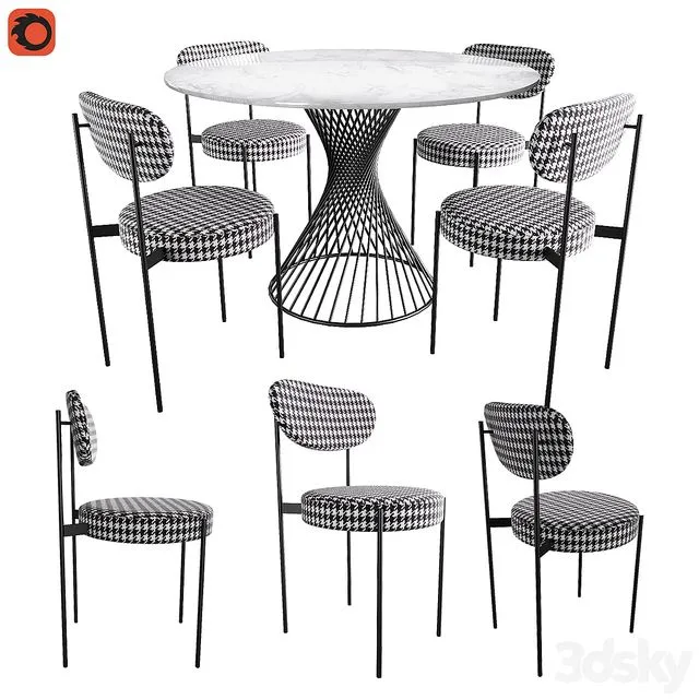 Table Calligaris Vortex Chair Dublin Houndstooth 3dsMax Model