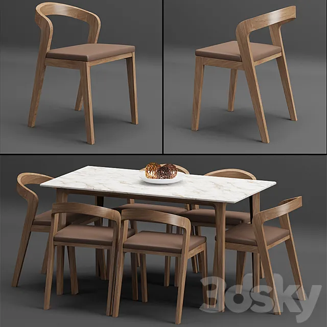 Table + chair_set_002 3DSMax File